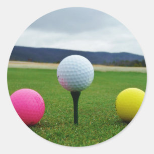 Coloured Golf Balls, mountain tee Classic Round Sticker
