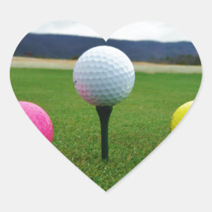 Coloured Golf Balls, mountain tee Heart Sticker