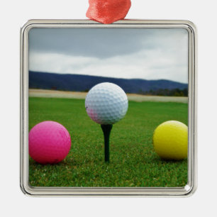 Coloured Golf Balls, mountain tee Metal Tree Decoration