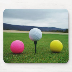 Coloured Golf Balls, mountain tee Mouse Mat