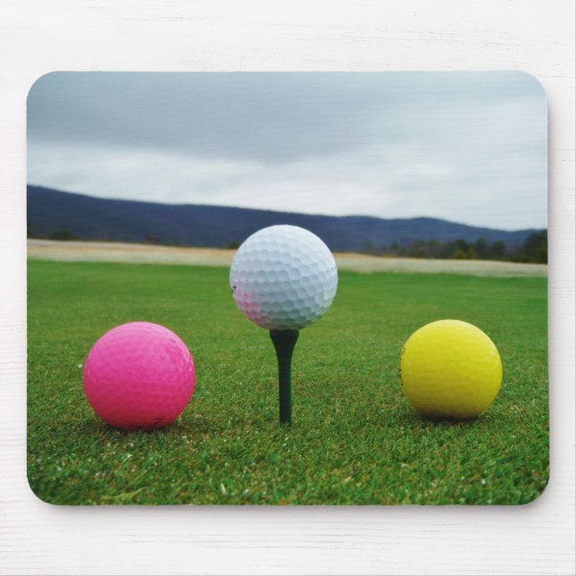 Coloured Golf Balls, mountain tee Mouse Mat (Front)