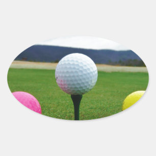 Coloured Golf Balls, mountain tee Oval Sticker