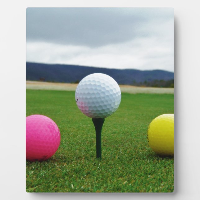 Coloured Golf Balls, mountain tee Plaque (Front)