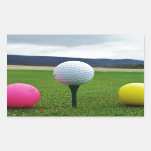 Coloured Golf Balls, mountain tee Rectangular Sticker