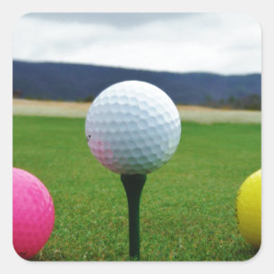 Coloured Golf Balls, mountain tee Square Sticker