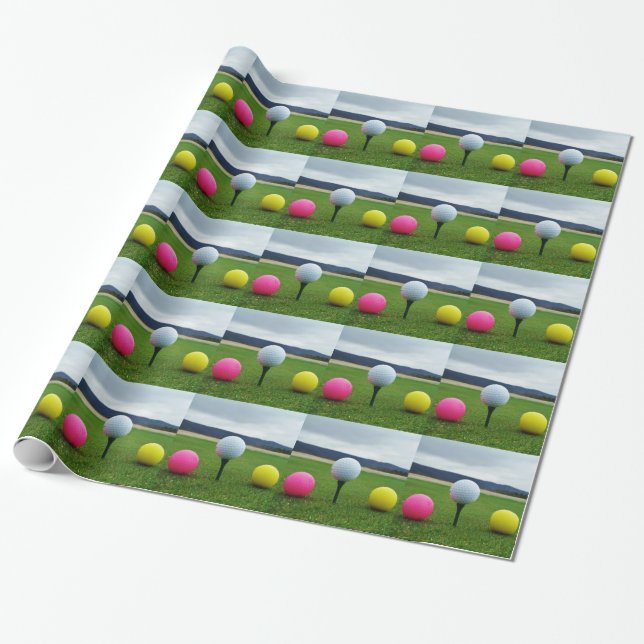 Coloured Golf Balls, mountain tee Wrapping Paper (Unrolled)
