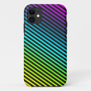 Coloured Gradients Stripes - black pink blue green iPhone 11 Case