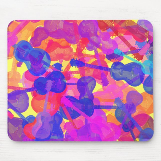 Coloured Guitar Collage Mouse Mat (Front)