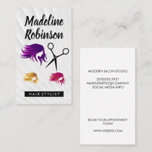 Coloured Hair Salon Scissors Beauty Appointment Card