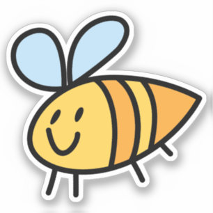 Coloured Hand Drawn Bee Custom-Cut Vinyl Sticker
