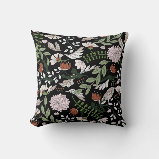 Coloured hand painted seamless pattern with flower cushion (Front)