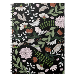 Coloured hand painted seamless pattern with flower notebook