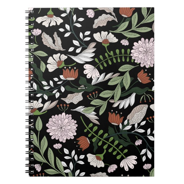 Coloured hand painted seamless pattern with flower notebook (Front)