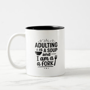 Coloured Handle Adulting Soup Mug