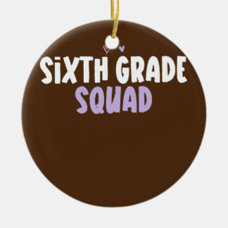 Coloured Heart Funny Sixth Grade Squad Saying Ceramic Tree Decoration