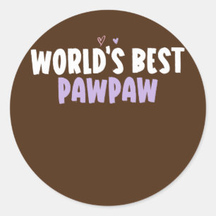 Coloured Heart Funny World's Best Pawpaw Saying  Classic Round Sticker