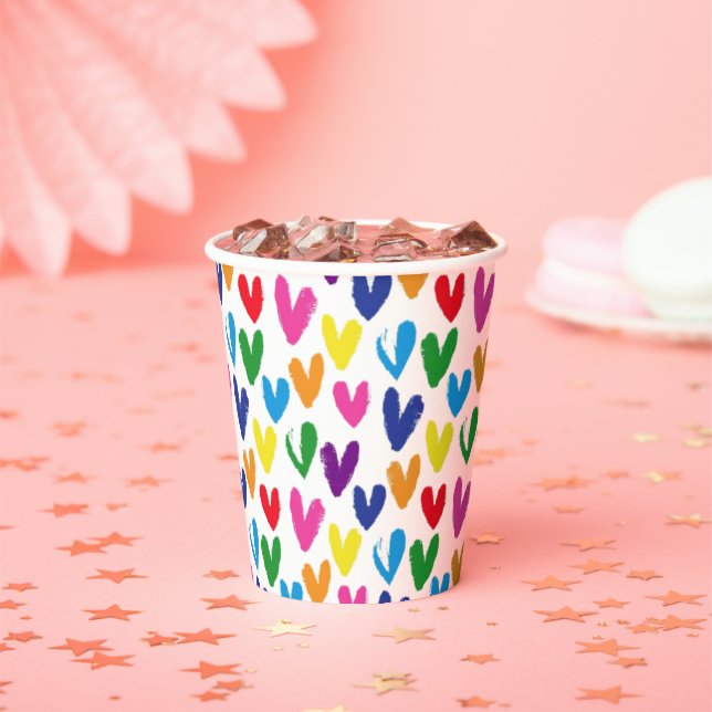Coloured hearts paper cups (Insitu)