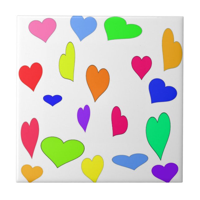 coloured hearts tile (Front)