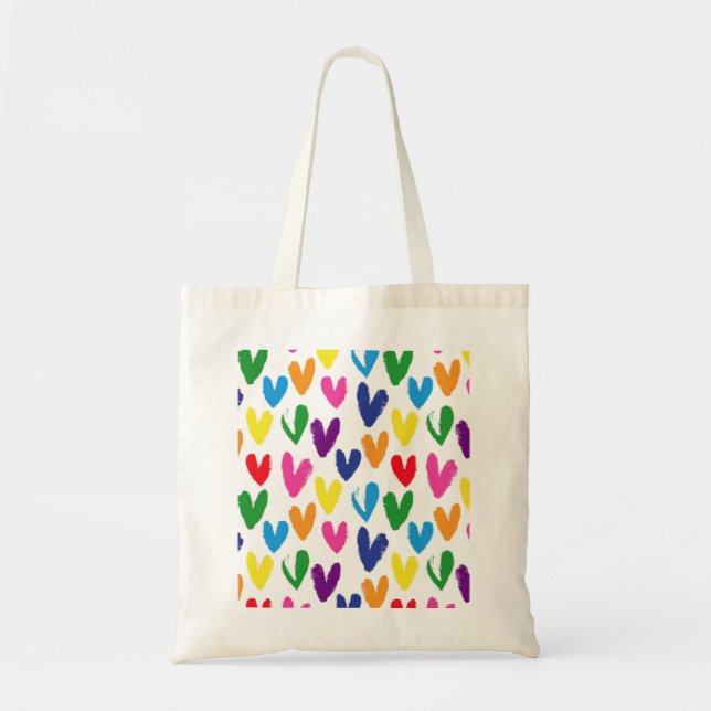 Coloured hearts tote bag (Front)