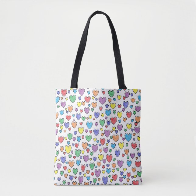 Coloured Hearts Tote Bag (Front)