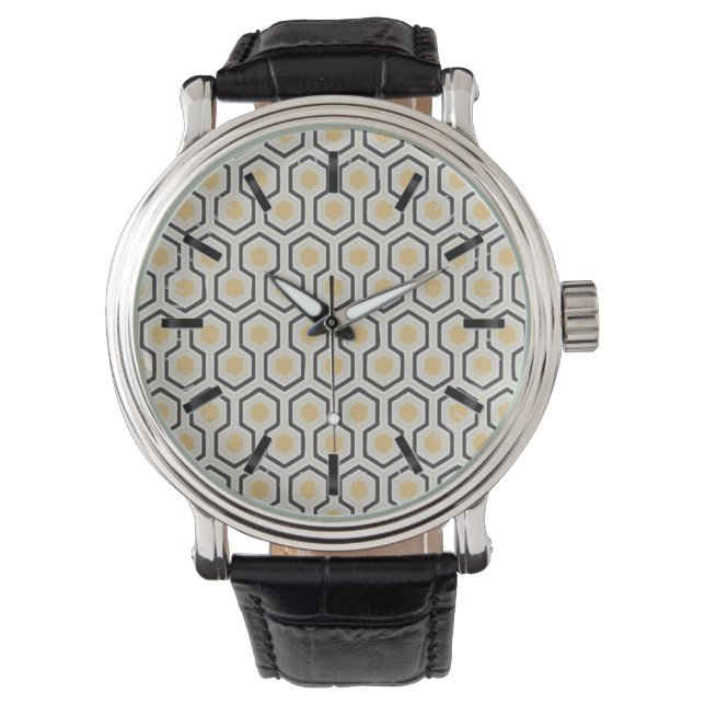 Coloured Honeycomb Grid Pattern Watch (Front)