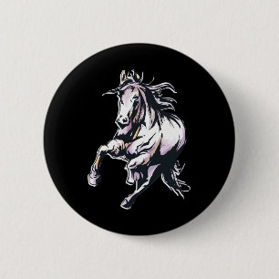 Coloured Horse Horseback Riding  6 Cm Round Badge