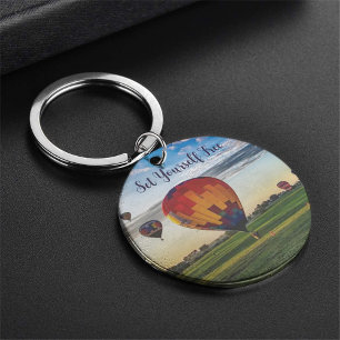 Coloured hot-air balloon keychain