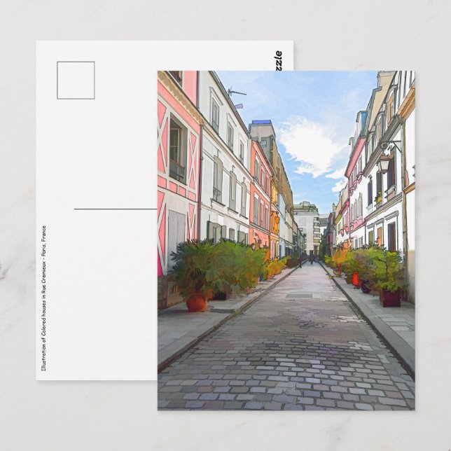 Coloured houses in Rue Cremieux - Paris Postcard (Front/Back)