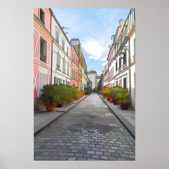 Coloured houses in Rue Cremieux - Paris Poster (Front)