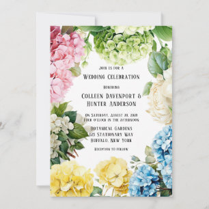 Coloured Hydrangea Butterfly Wedding Celebration Invitation
