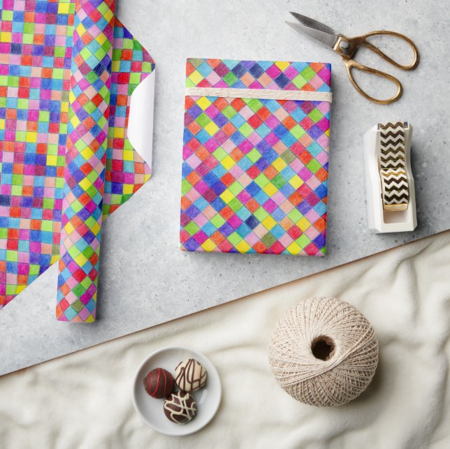Coloured In Graph Paper Squares - Diagonal Gift (Crafts)