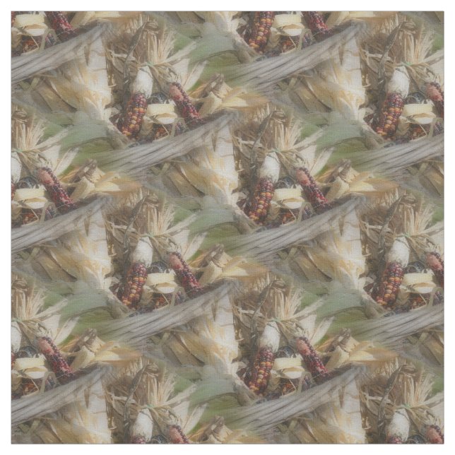 Coloured Indian Corn Nature Pattern Fabric (Swatch)