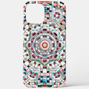 Coloured kaleidoscope of tiles with rough texture iPhone 12 pro max case