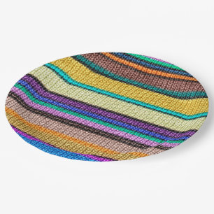 Coloured knitting Stripes seamless pattern 1 Paper Plate