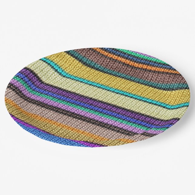 Coloured knitting Stripes seamless pattern 1 Paper Plate (Angled)