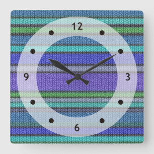 Coloured knitting Stripes seamless pattern 2 Square Wall Clock