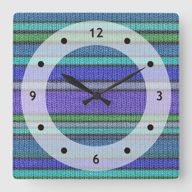 Coloured knitting Stripes seamless pattern 2 Square Wall Clock (Front)