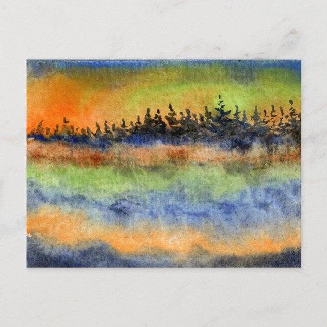 "Coloured Lake Mist Rising" Country Roads Postcard (Front)