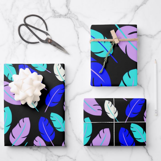 Coloured Leaf pattern Wrapping Paper  (Front)