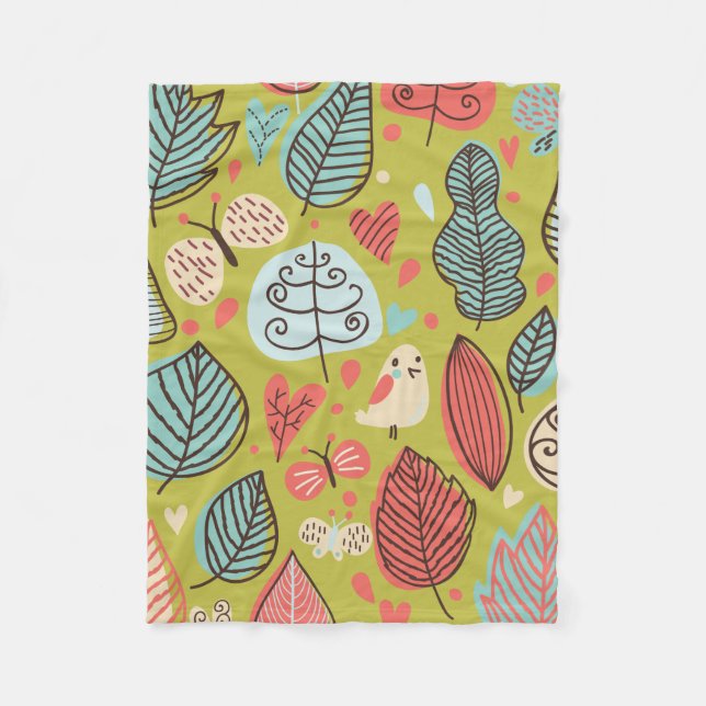 Coloured Leaves Fleece Blanket (Front)
