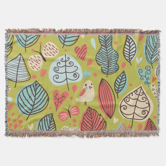 Coloured Leaves Throw Blanket (Front)