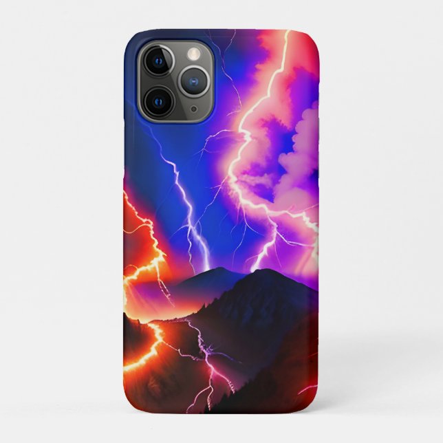 Coloured Lightning Mountain One Case-Mate iPhone Case (Back)