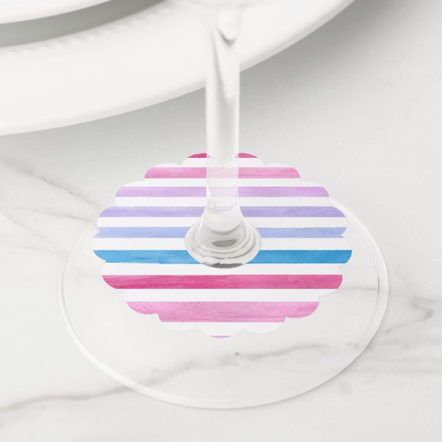 Coloured lines wine glass tag (Close Up)