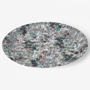 Coloured look like square dvd cutouts, rough mosai paper plate