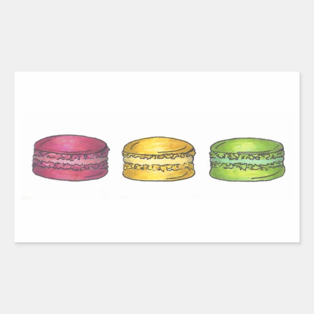 Coloured Macarons French Macaron Cookie Stickers (Front)