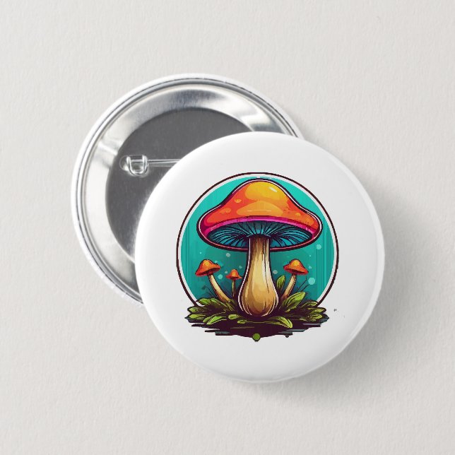 Coloured Magic Mushrooms 6 Cm Round Badge (Front & Back)