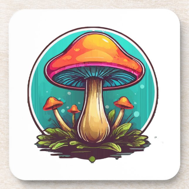 Coloured Magic Mushrooms Coaster (Front)