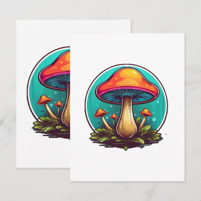 Coloured Magic Mushrooms Enclosure Card (Front/Back)