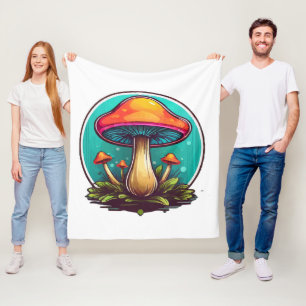 Coloured Magic Mushrooms Fleece Blanket