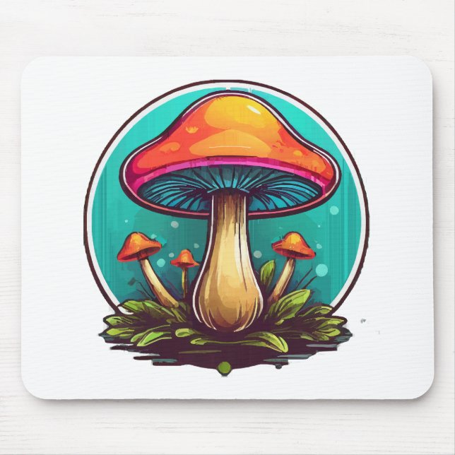 Coloured Magic Mushrooms Mouse Mat (Front)
